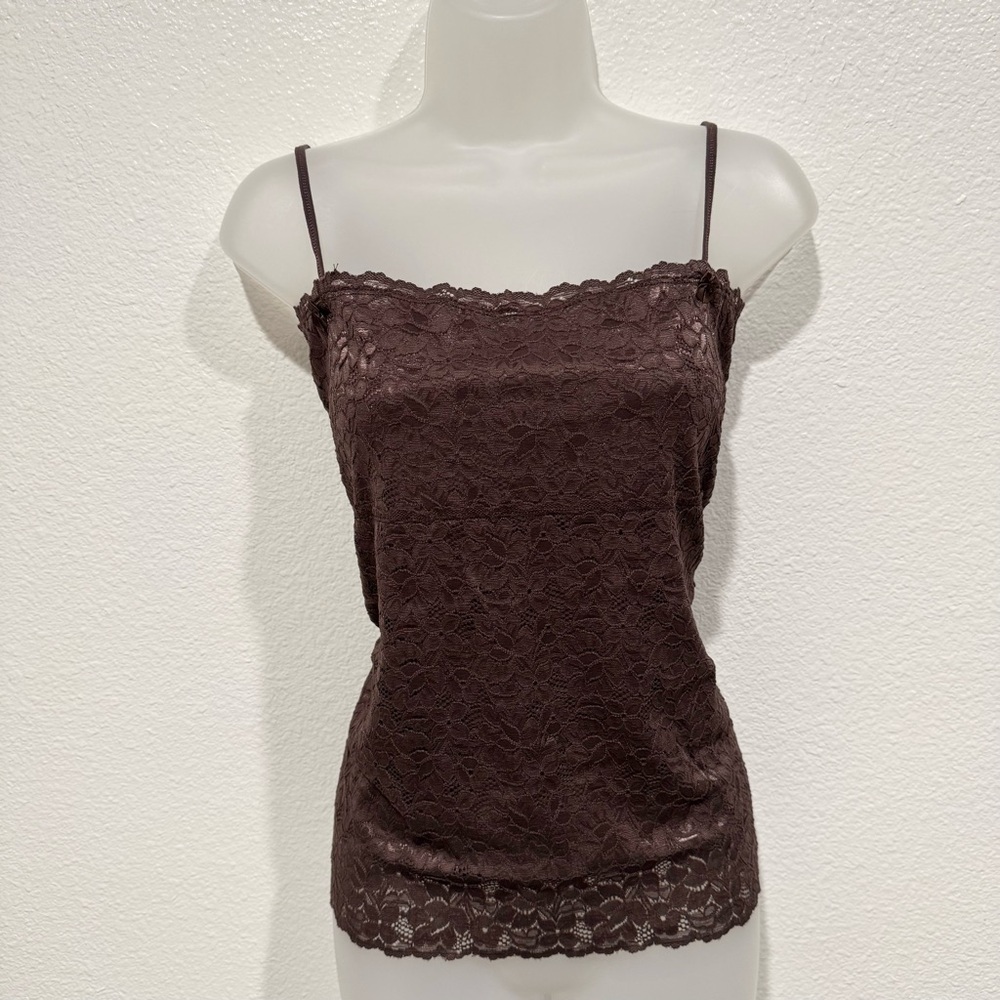 NEW brown beige lace sleeveless camisole tank top blouse shirt